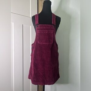 American Eagle Outfitters Burgundy Corduroy Pinafore Jumper Dress Cabincore Y2K